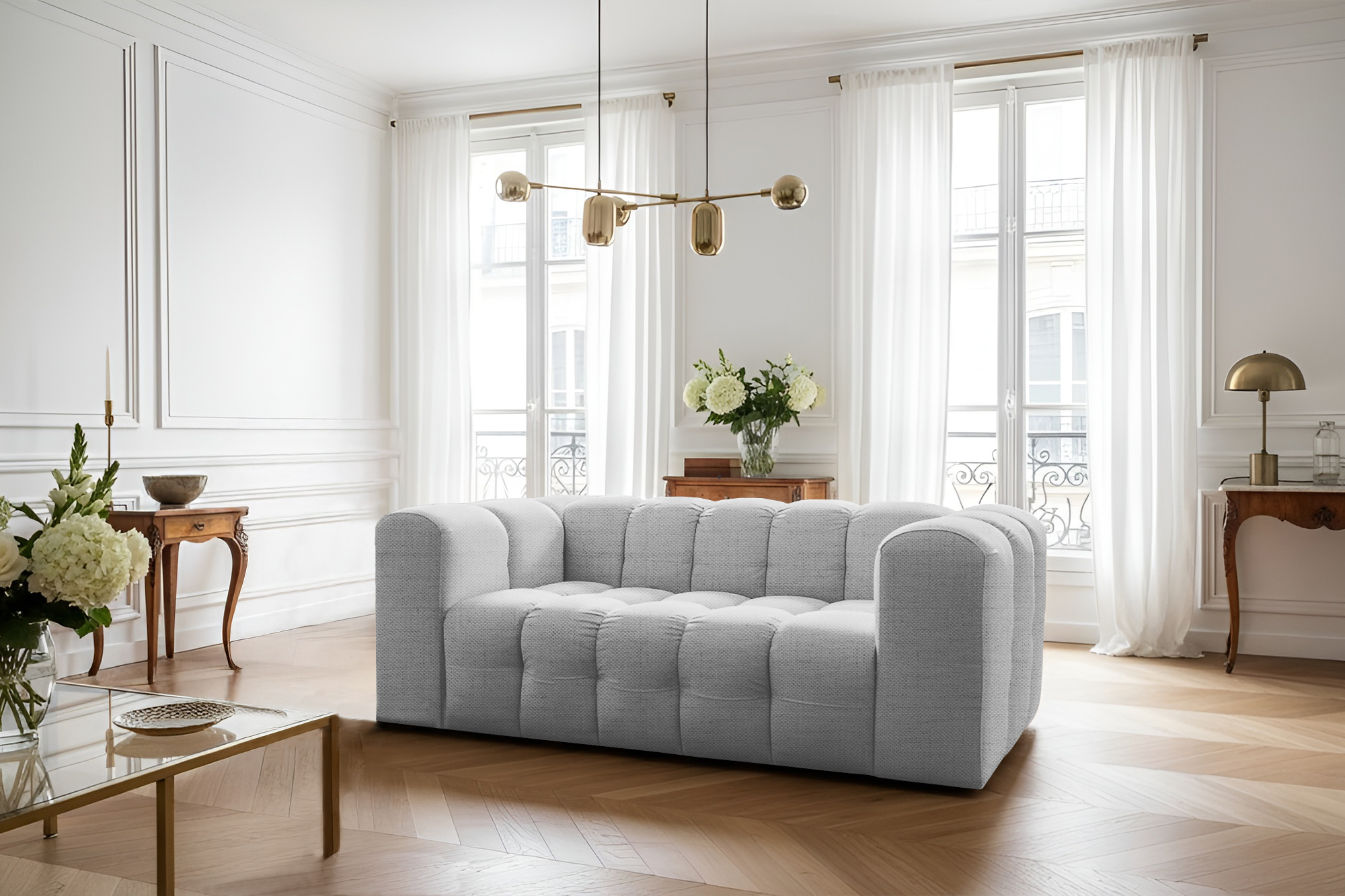 Baloo Sofa 2-Sitzer Hellgrau Moly 70